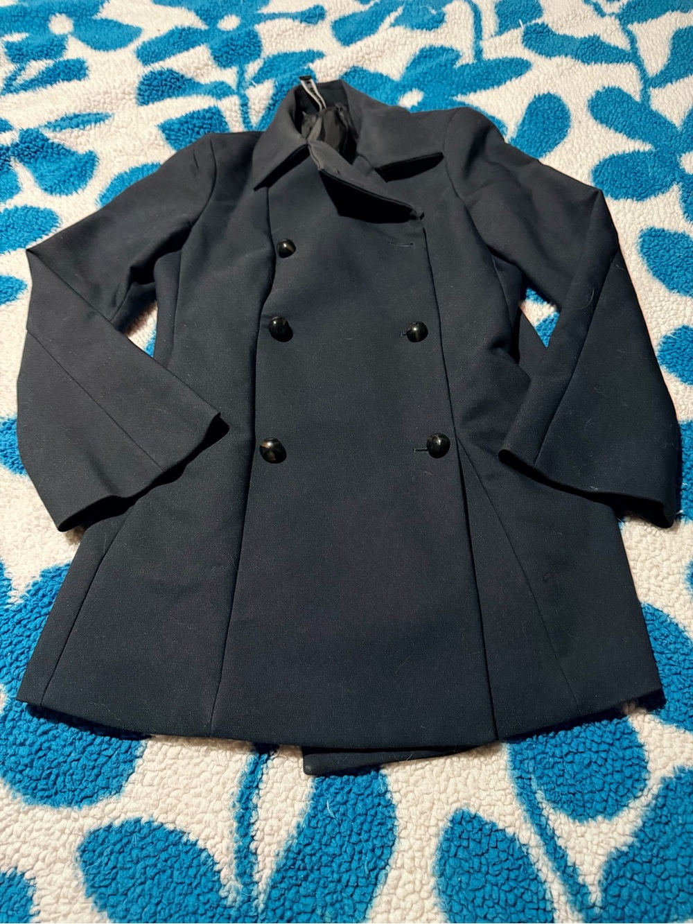 ZARA Women’s  Double-Breasted Navy Peacoat